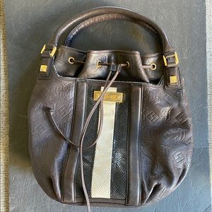 L.A.M.B. By Gwen Stefani brown embossed snake skin leather bag RARE